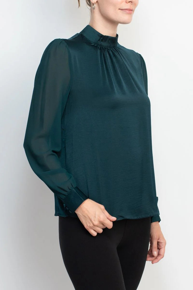 High Neck Satin Blouse