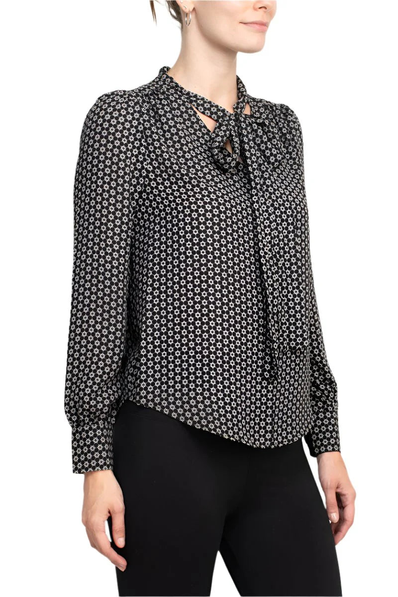 Tie Neck Multi Print Blouse