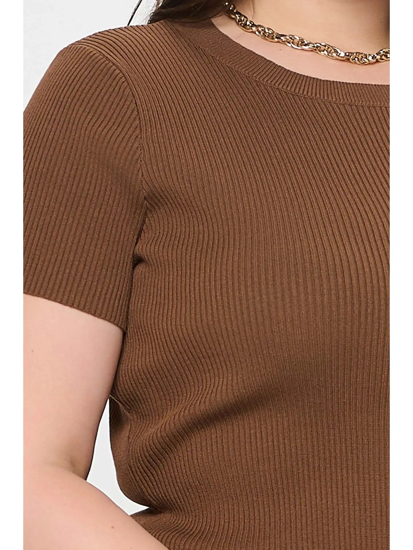 Plus Ribbed Sweater Knit Top